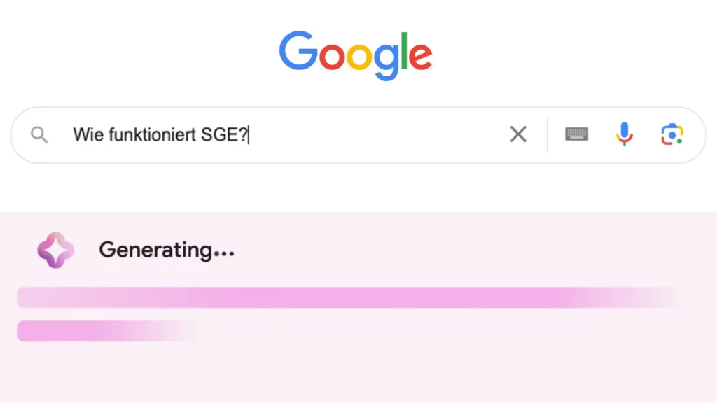 Wie funktioniert Google SGE? - Grafik Ladebalken SGE